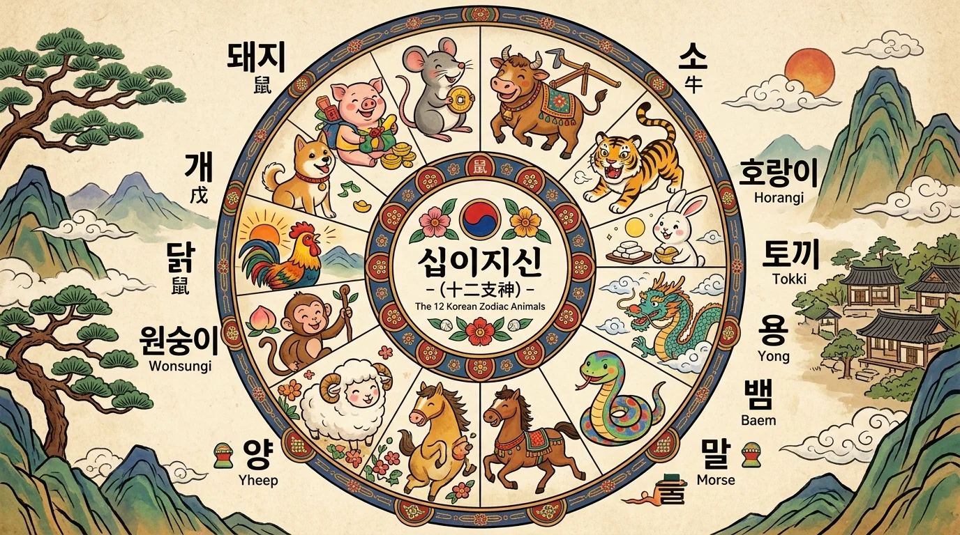 12지신(띠)과 연결된 지지 12자 — 동물과 시간의 관계
