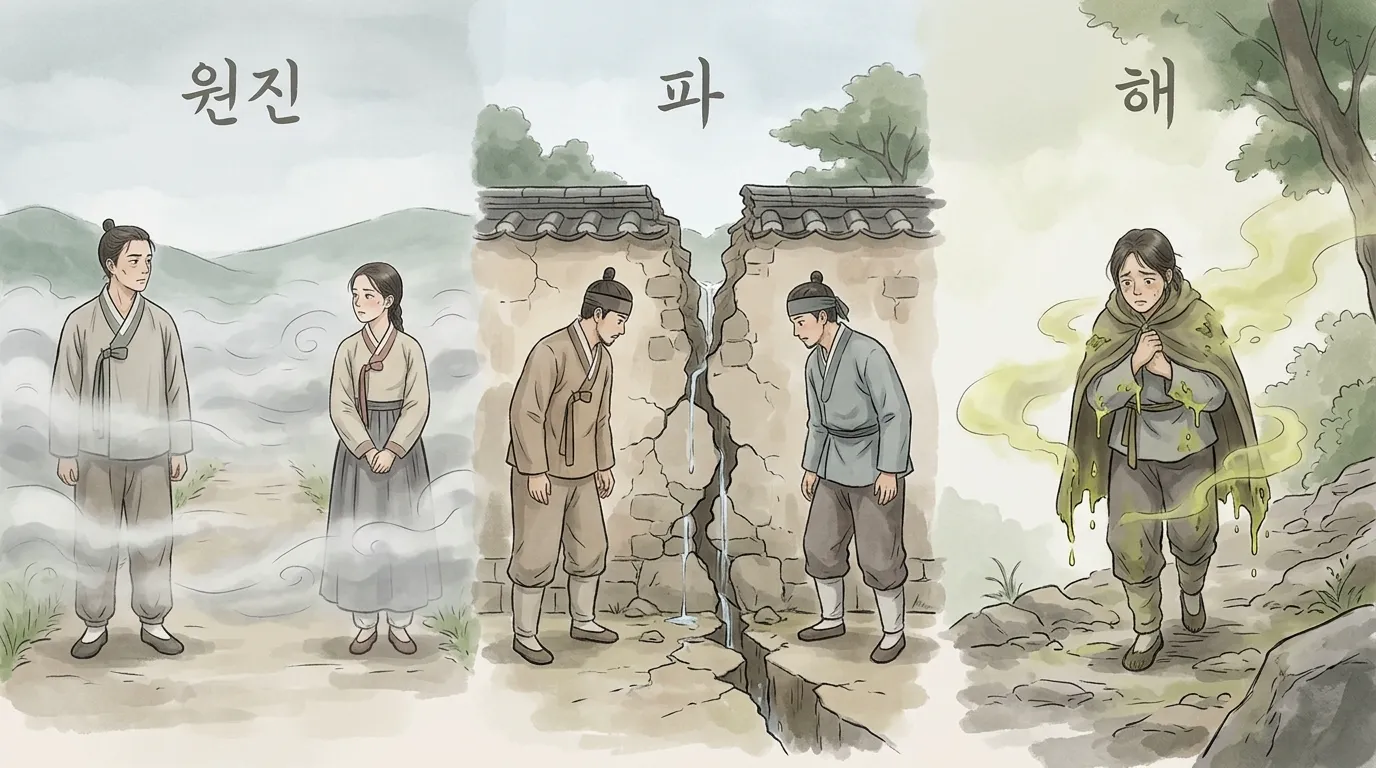 원진(怨嗔)·파(破)·해(害) — 사주의 보조 관계와 그 의미