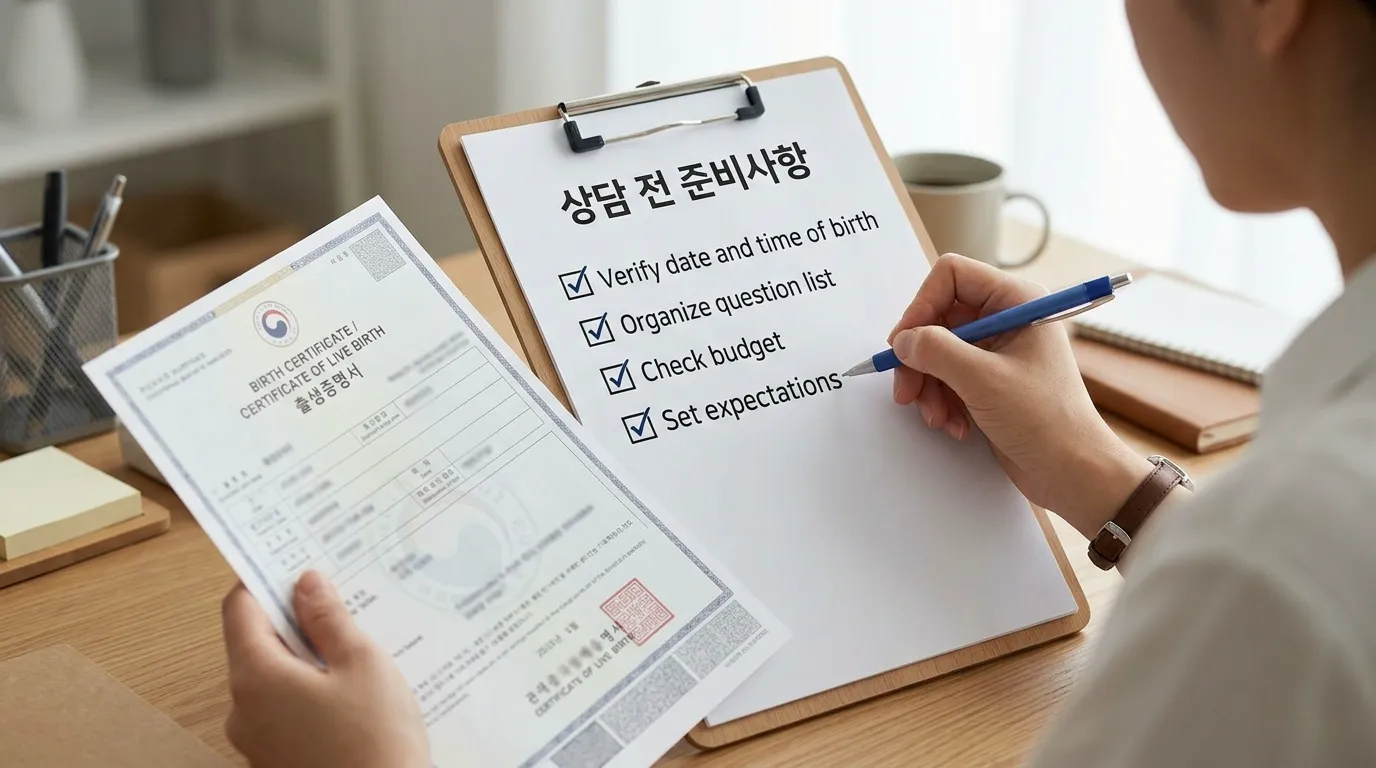 사주 상담 전 준비사항 — 생년월일시 확인, 질문 목록 정리