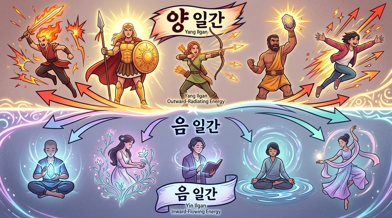 일간의 음양 차이 — 양 일간과 음 일간의 발현 방식 비교