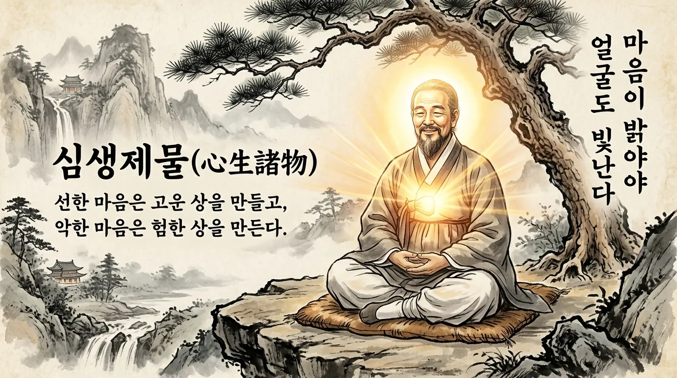 상유심생 — 마음에서 빛이 뻗어나와 얼굴을 밝히다