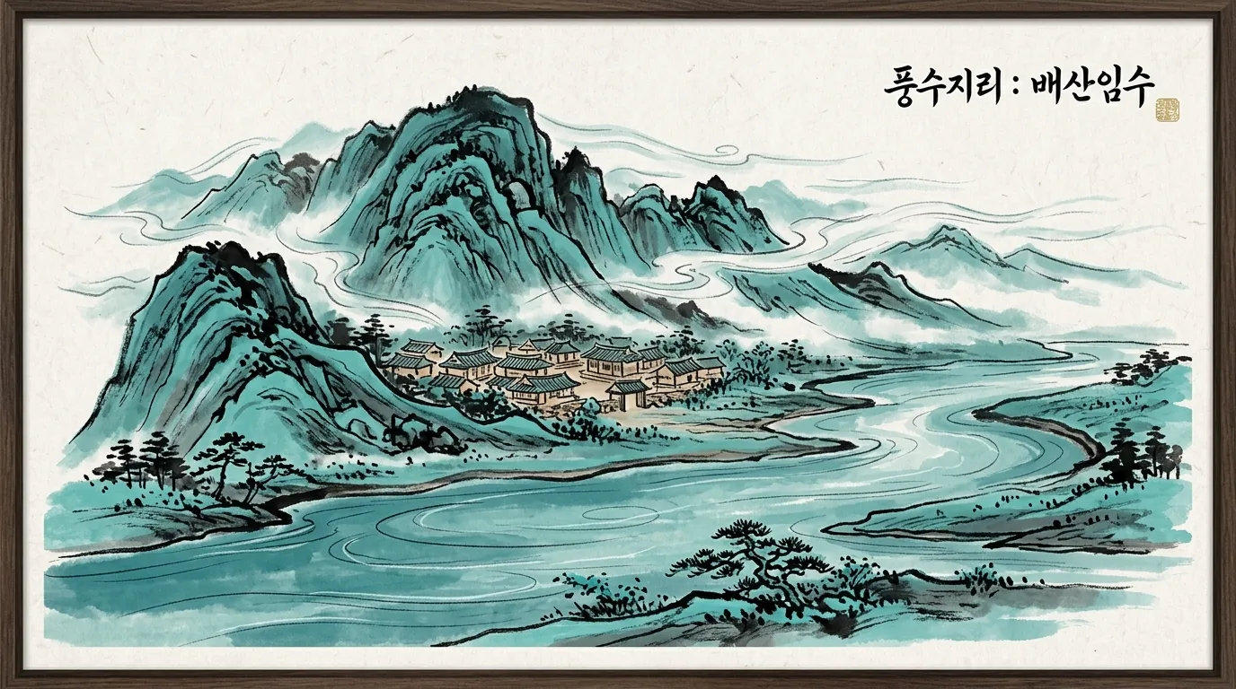 배산임수 지형에 자리 잡은 전통 마을의 이상적 풍수