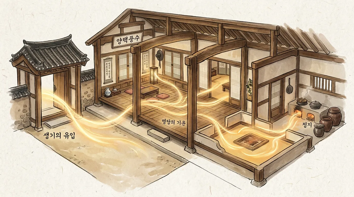 양택 풍수 — 한옥 내부를 순환하는 기의 흐름