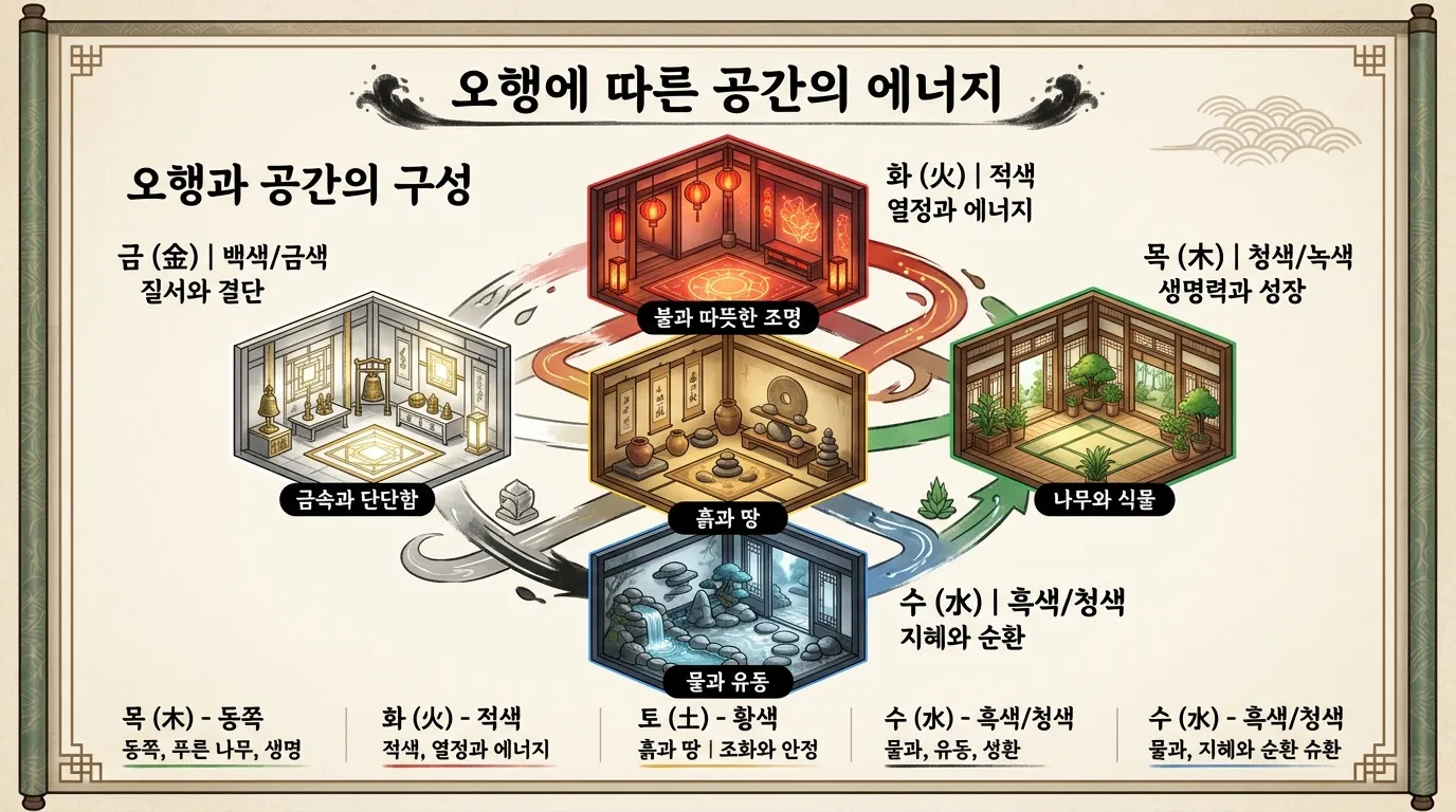 오행별 공간 에너지 — 다섯 방위에 다른 분위기의 방