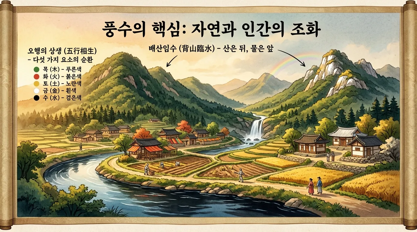 오행의 오방색이 조화롭게 배치된 이상적 거주 환경