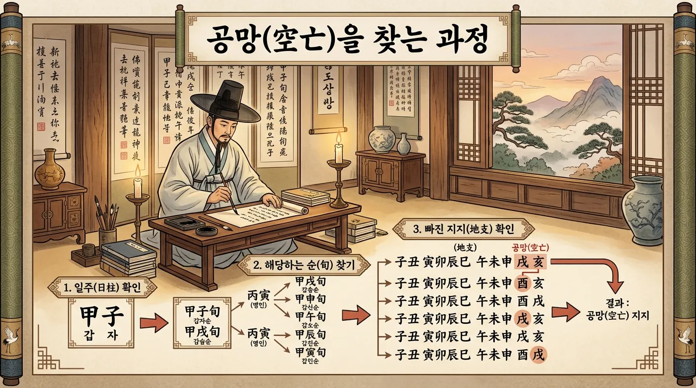 공망 찾는 법 — 일주를 기준으로 해당 순을 확인하기