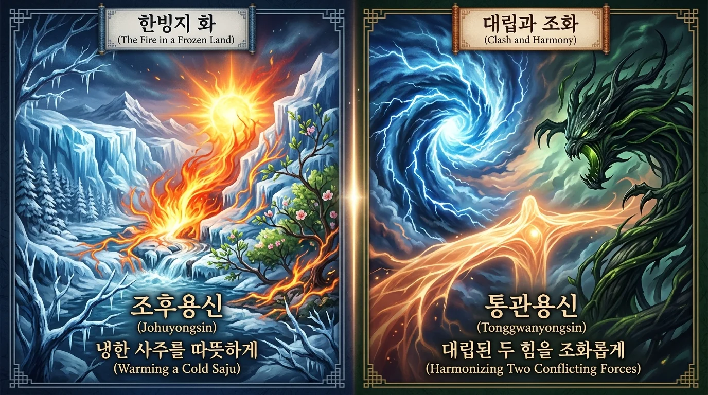 조후용신과 통관용신 — 한난조습 조절과 오행 충돌 중재