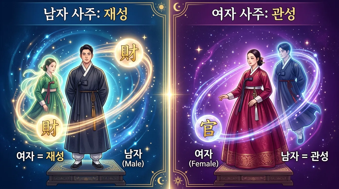 남자 사주의 재성=아내, 여자 사주의 관성=남편 — 이성 십성의 의미와 해석