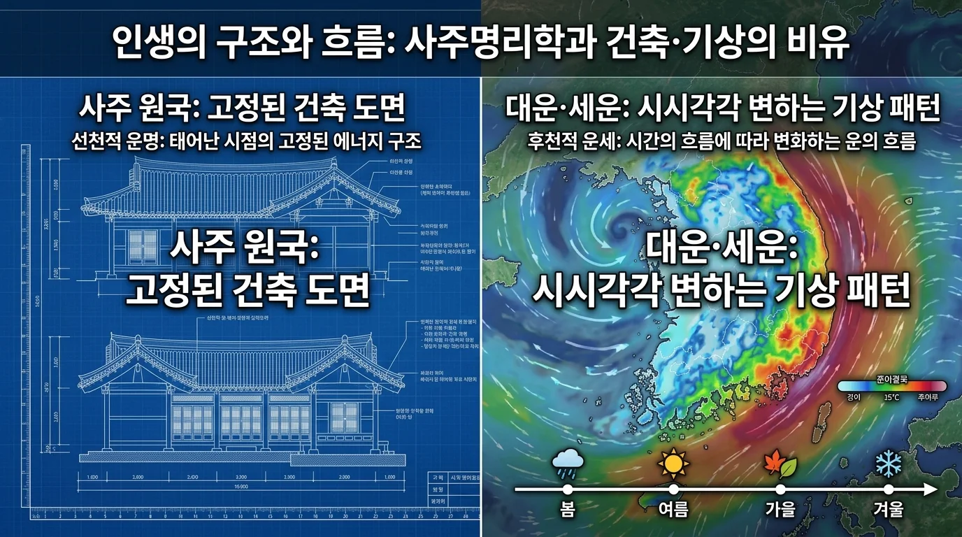 사주원국은 설계도, 운은 날씨 — 변하지 않는 것과 변하는 것의 관계