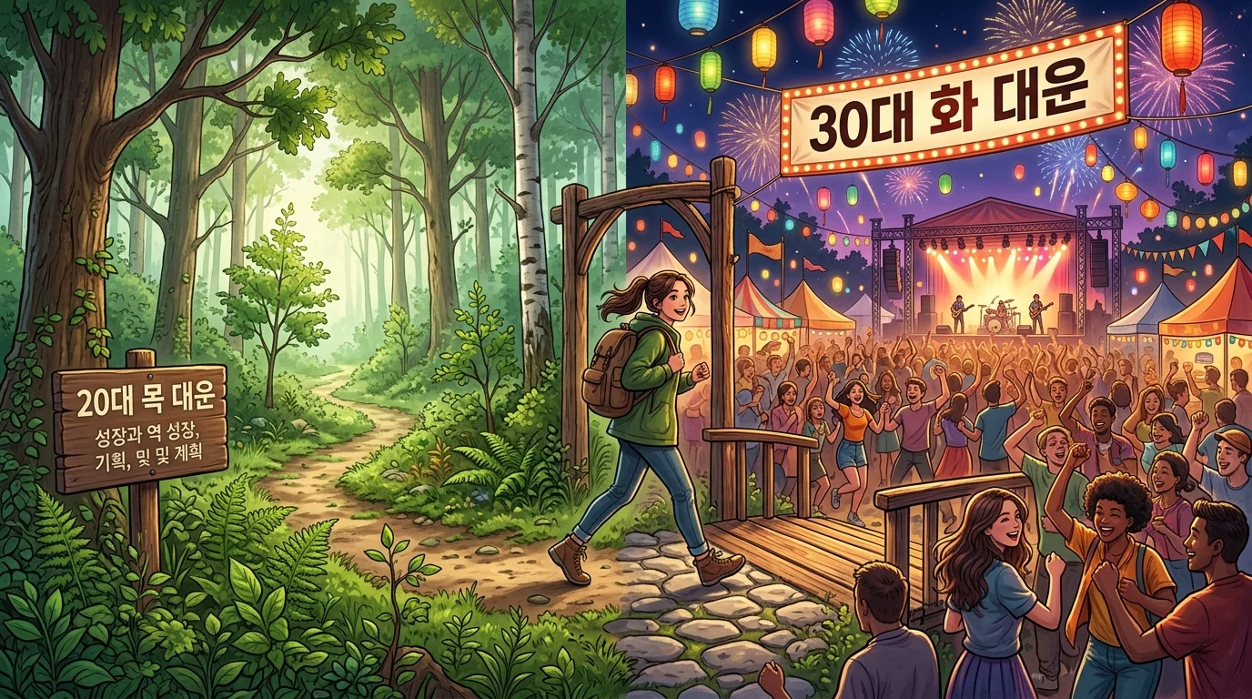 대운 해석 실전 예시 — 20대 목 대운에서 30대 화 대운으로의 전환