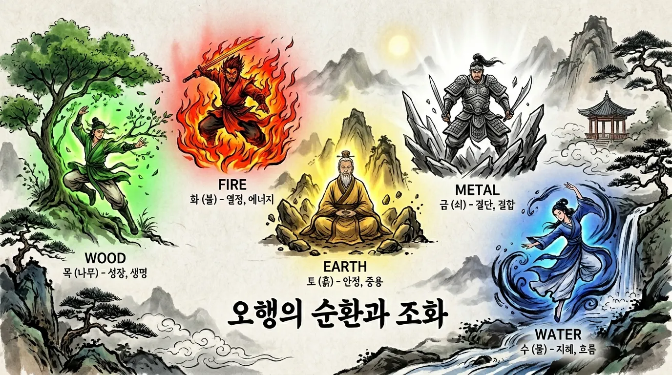 오행과 글자의 연결 — 다섯 기운이 글자로 변환되다