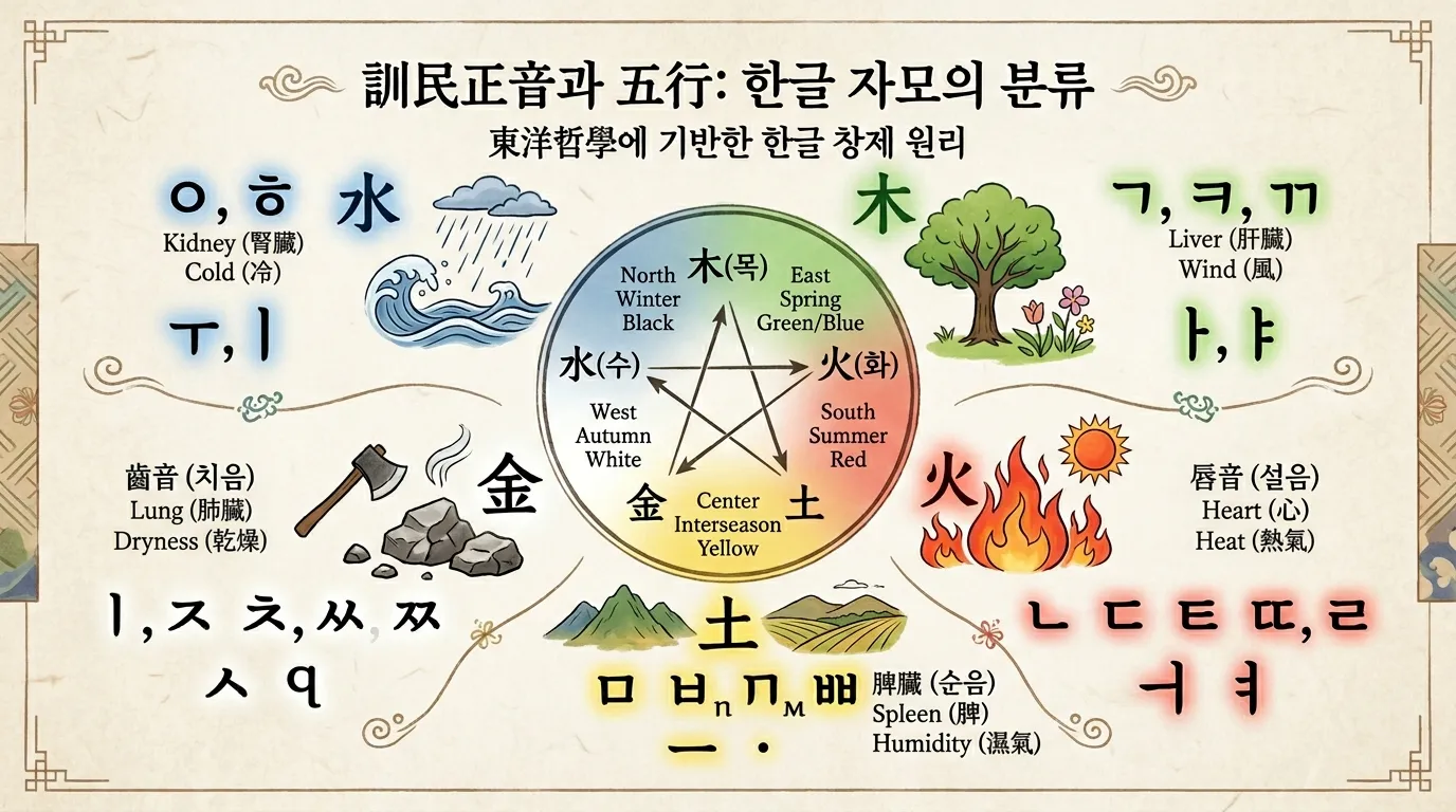 한글 자음과 모음의 오행 배속 — 훈민정음 원리에 담긴 오행