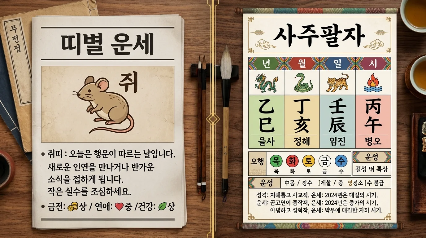 띠별 운세 vs 사주팔자 — 일괄 운세와 개인 맞춤 분석의 차이