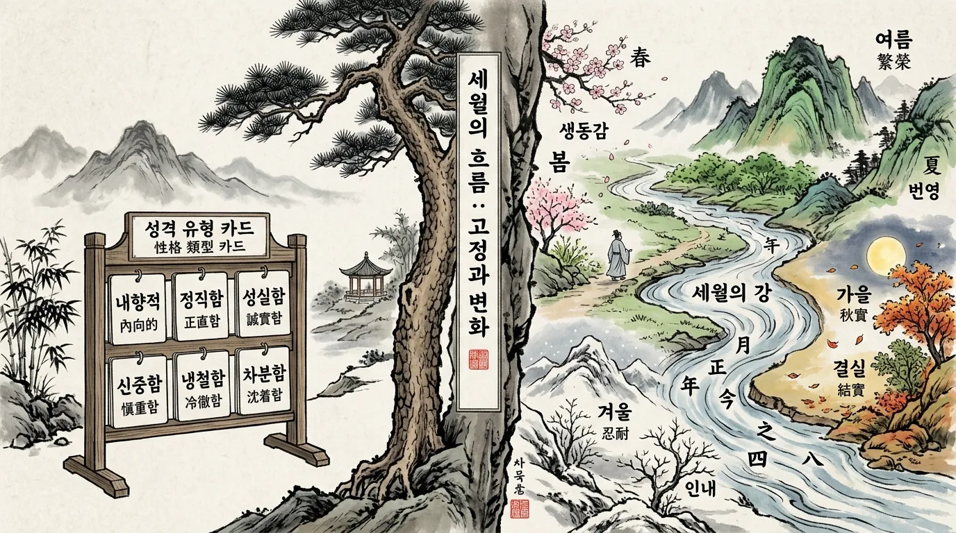 시간축의 차이 — 사주는 변하는 운을, 성격 유형은 고정된 선호를 본다