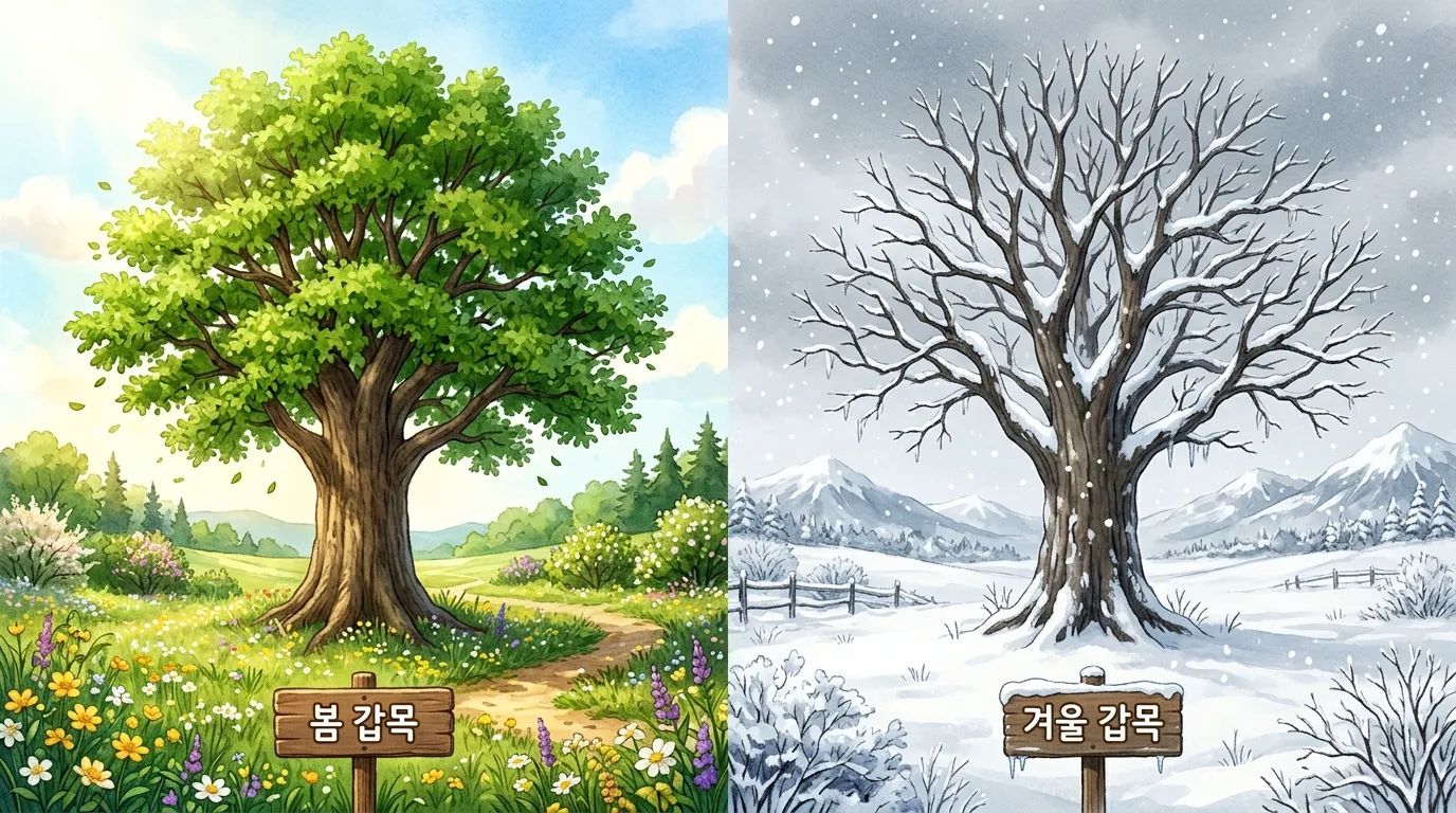 같은 갑목 일간이라도 봄과 겨울에 따라 전혀 다른 해석이 나온다