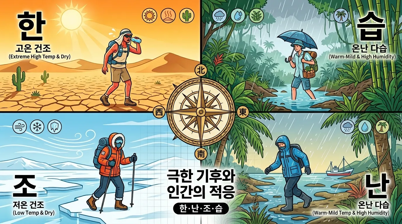 한난조습 — 사주의 네 가지 기후 조건 이해하기