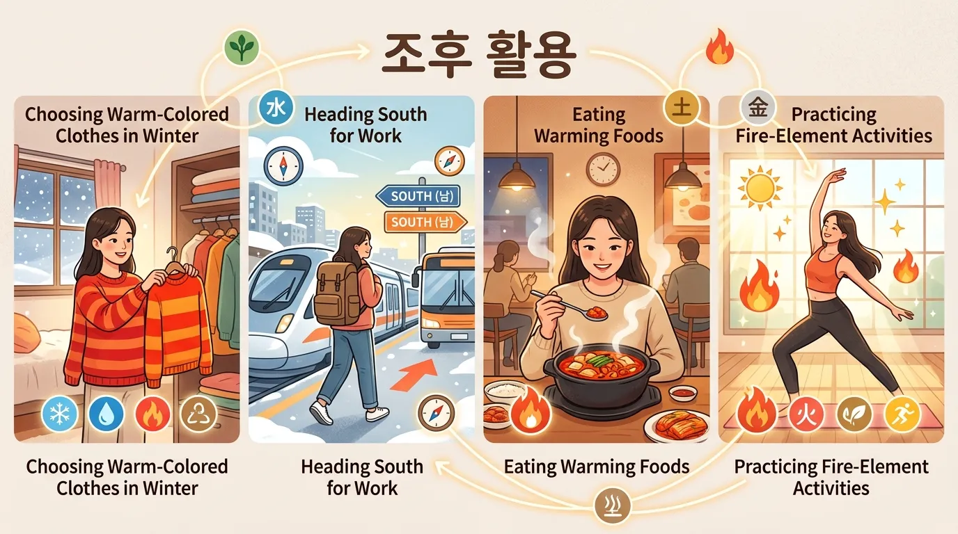 조후론의 실생활 적용 — 계절과 방위, 색상, 직업에서의 활용