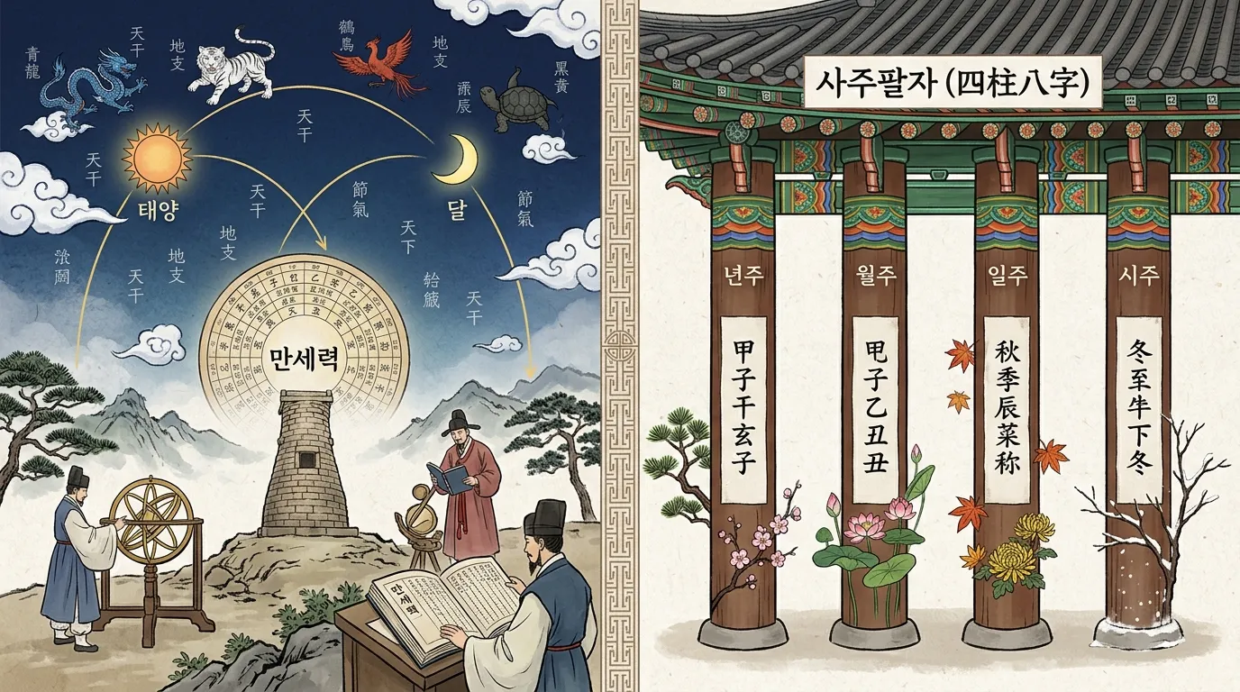 사주 네 기둥 — 연주·월주·일주·시주의 구조