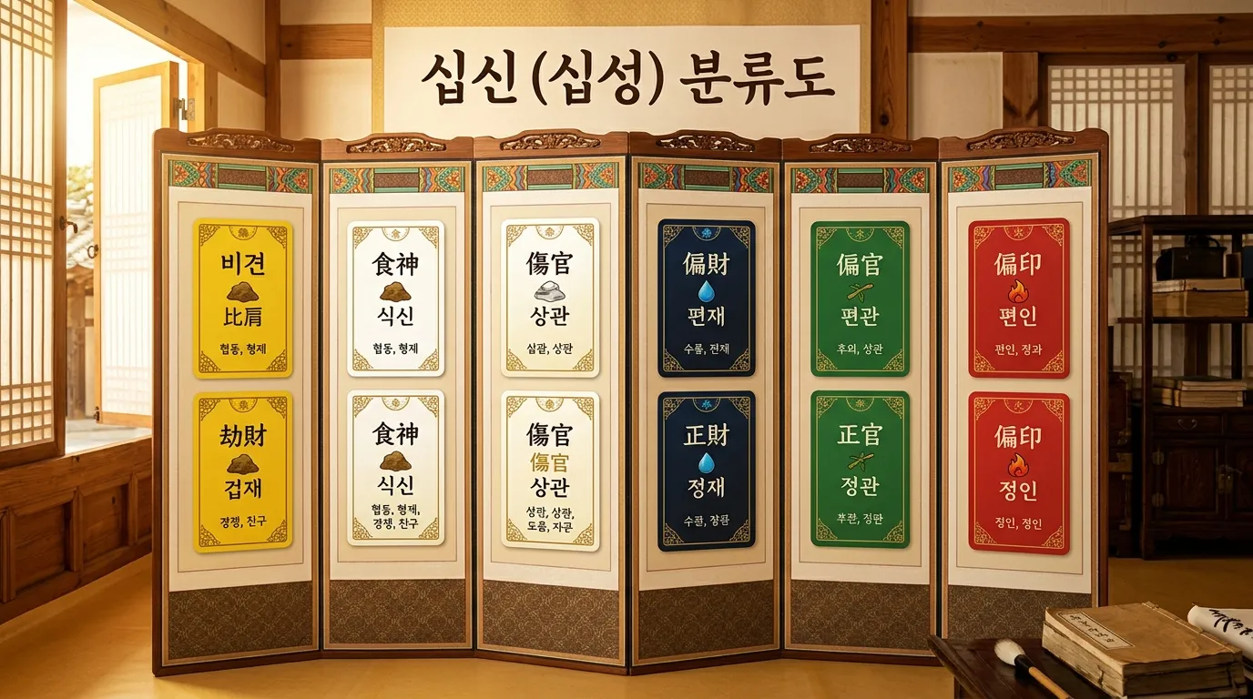 십성 — 일간과 다른 글자들의 관계를 나타내는 열 가지 별