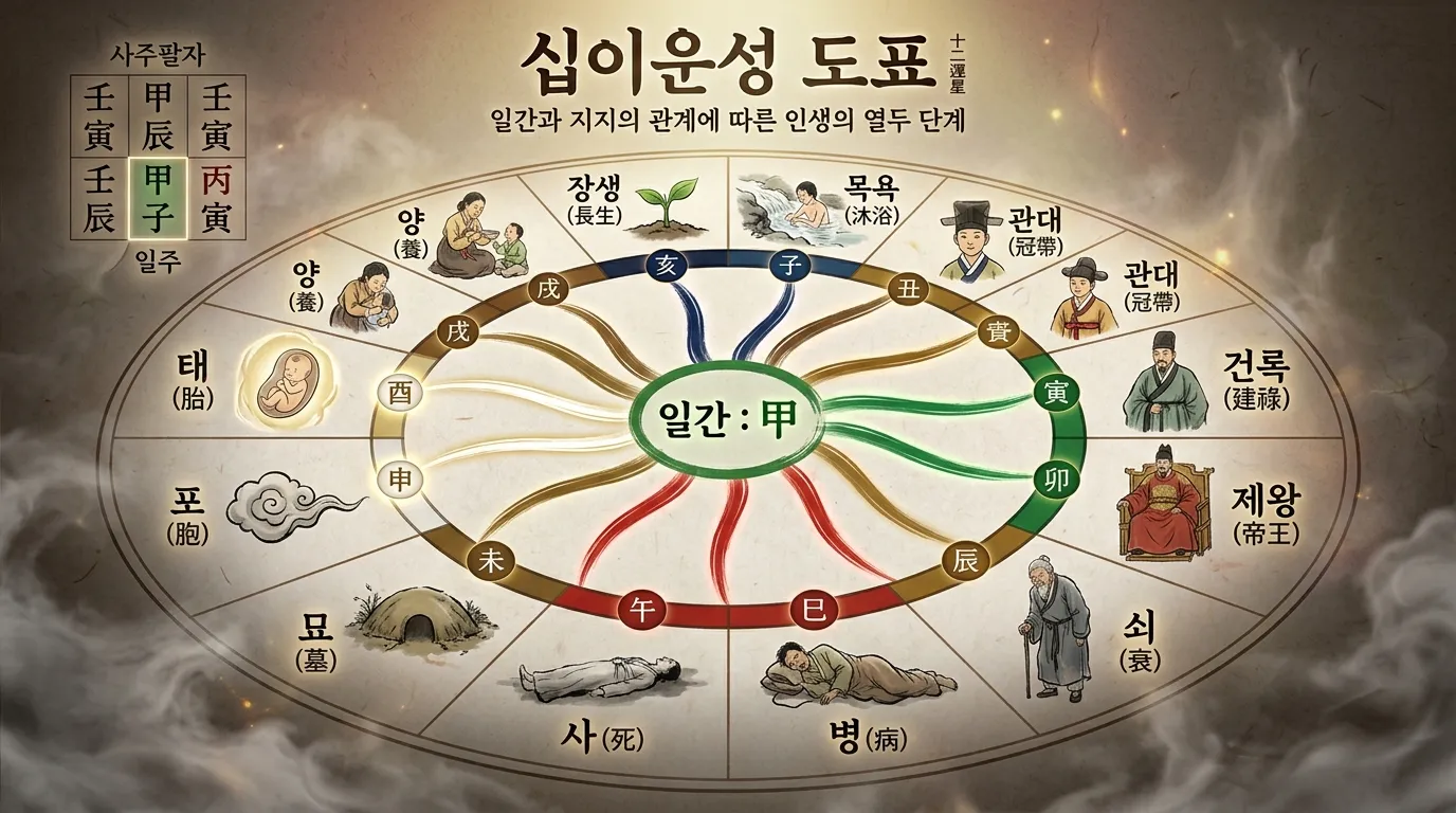 일간과 지지의 관계 — 십이운성을 사주 명반에 배치하기