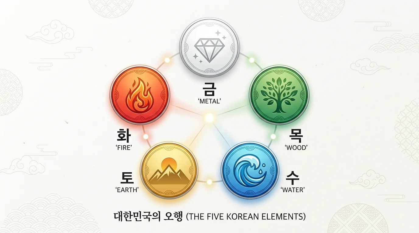 오행 개요 — 목·화·토·금·수의 에너지와 계절·성격·자연 속성